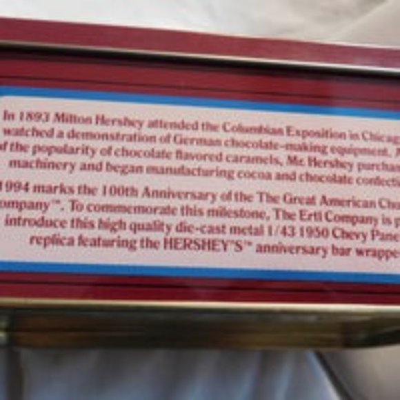 ERTL HERSHEY'S 1950 DIE CAST CHEVY VAN COLLECTIBLE - Picture 2 of 11